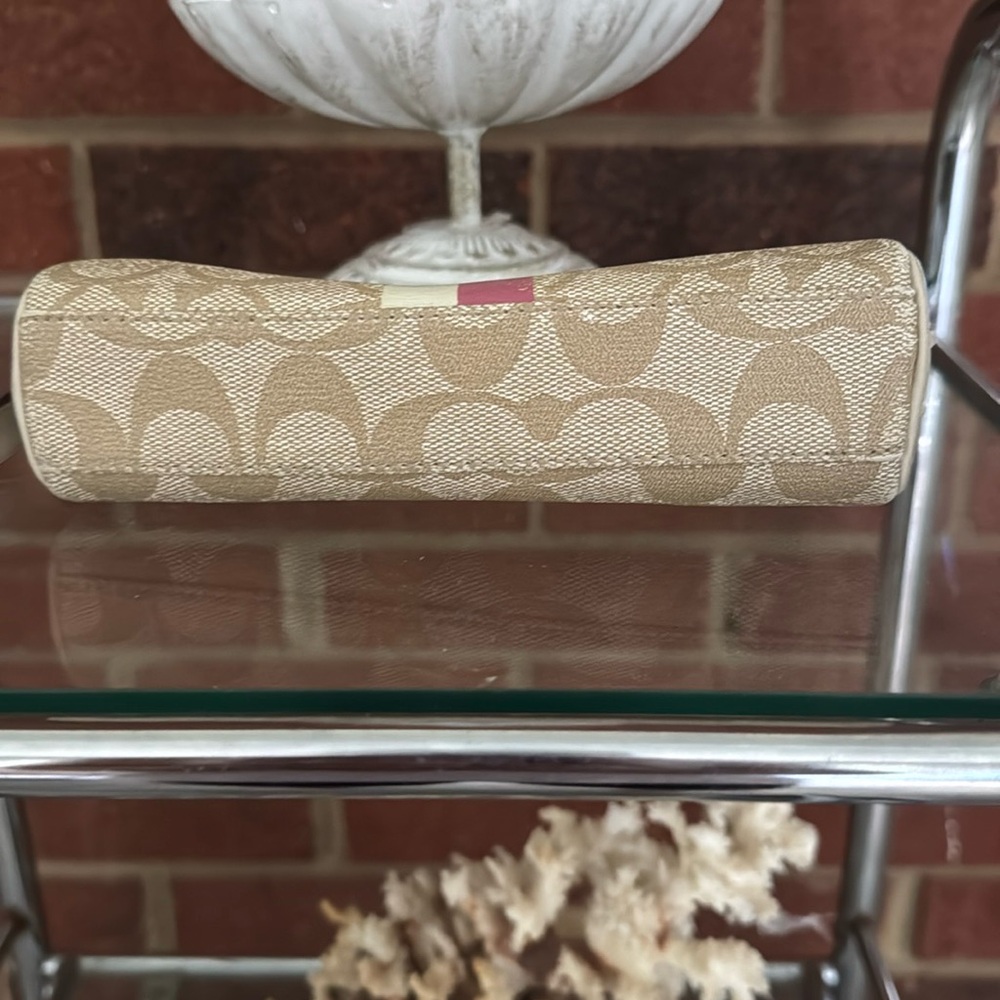 Coach Tan and Pink Wallet with Signature Monogram - Picture 4 of 6